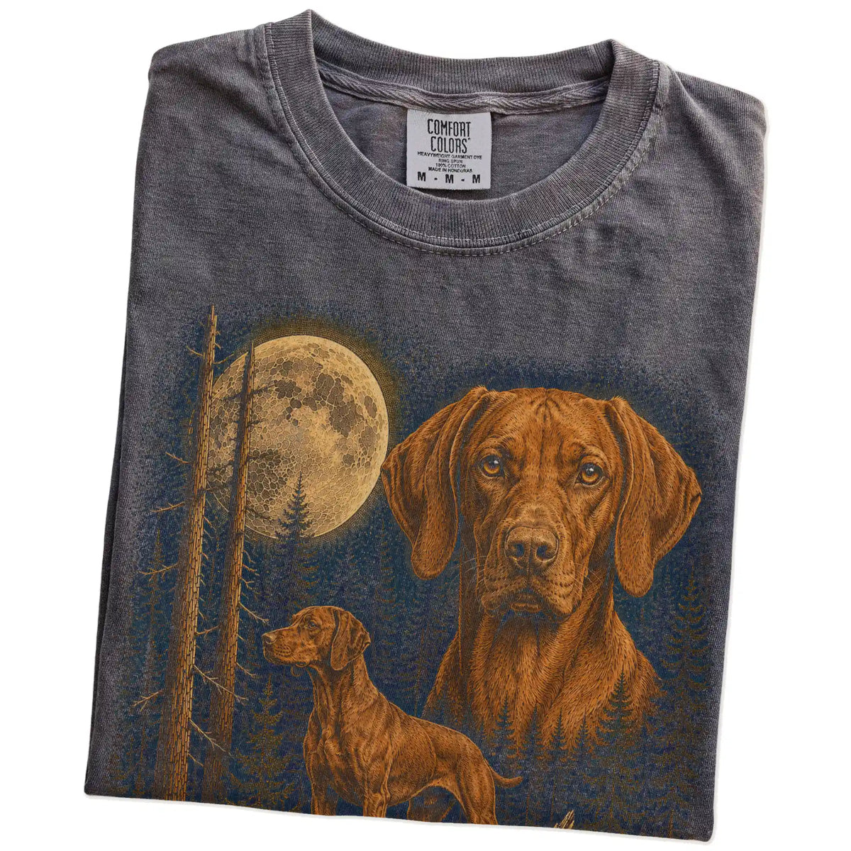 Folded Pepper Vizsla full-color Moonlit Forest t-shirt
