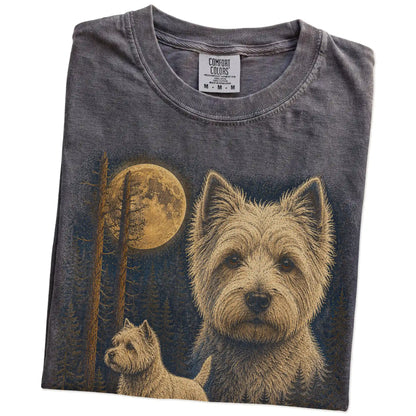 Folded Pepper Westie full-color Moonlit Forest t-shirt