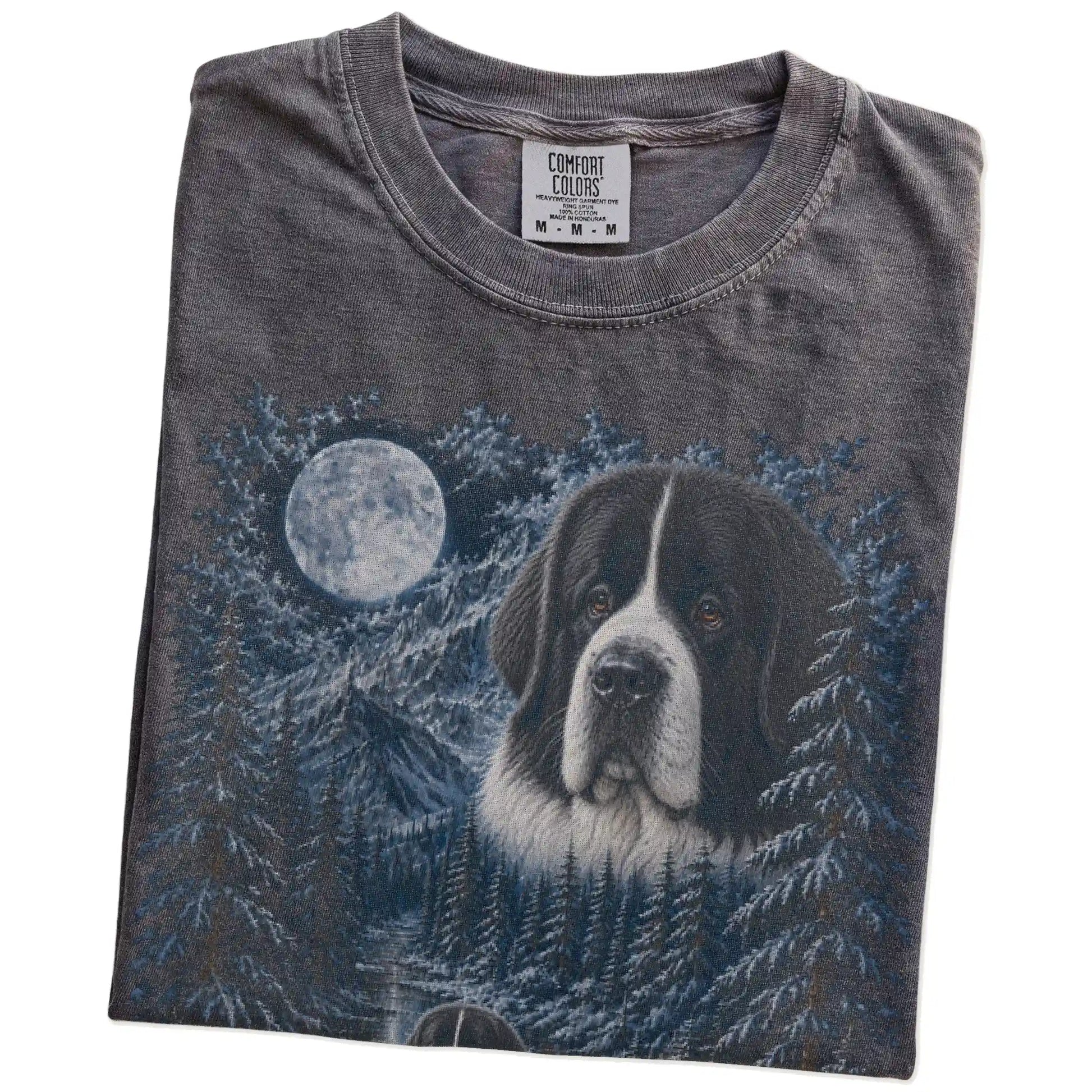 Folded Pepper Newfie winter forest t-shirt