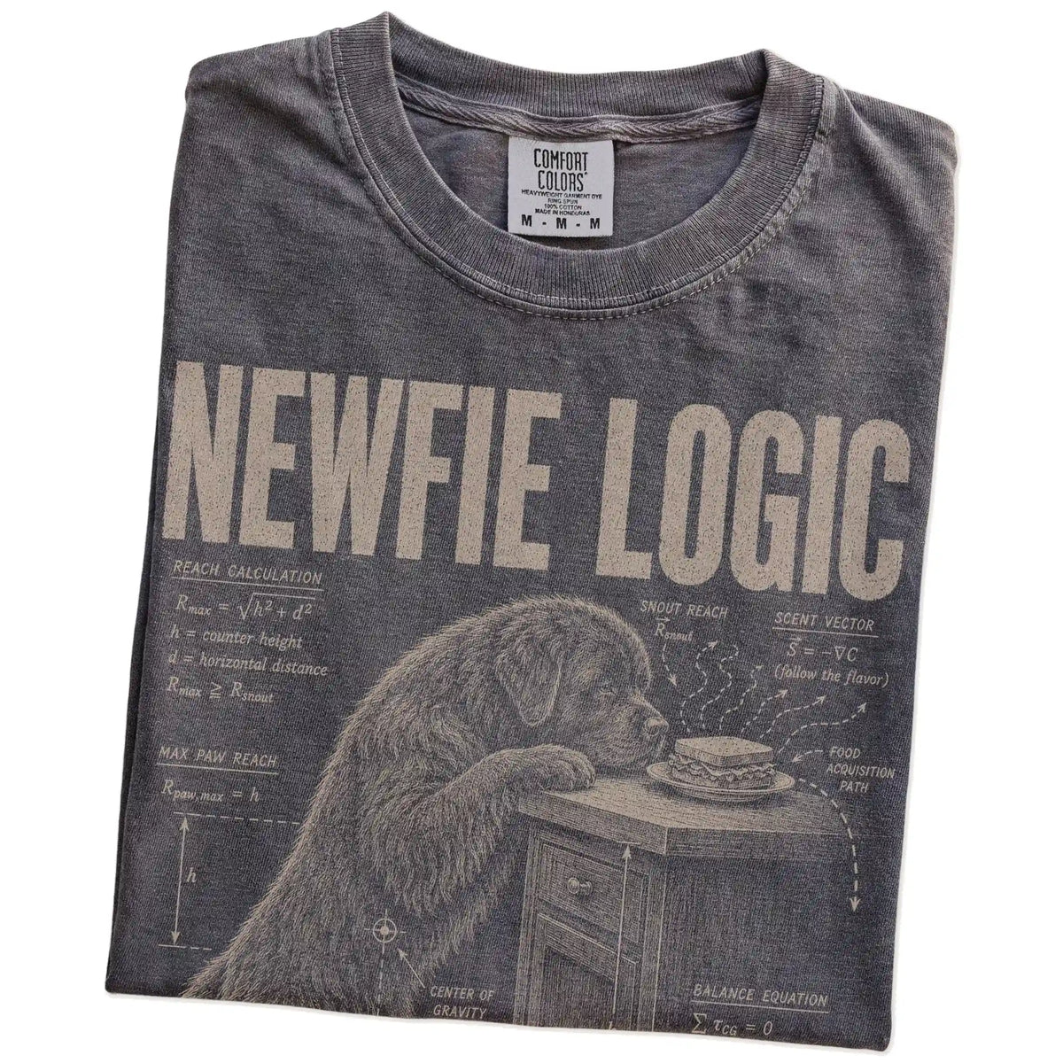 Folded Pepper Newfie Logic t-shirt showing the graphic