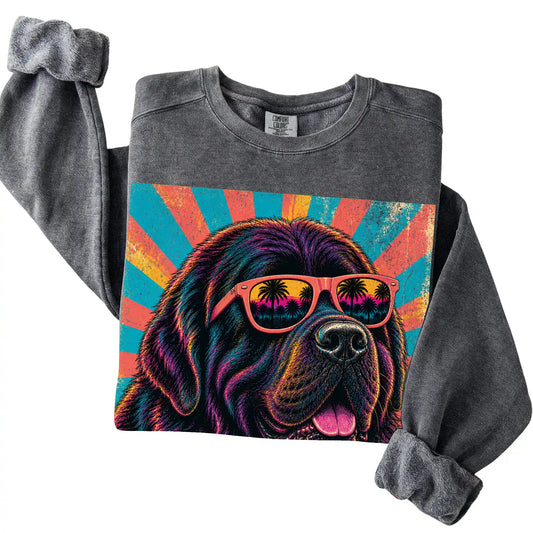 Folded Pepper Comfort Colors sweatshirt with a Retro Newfie Mama design