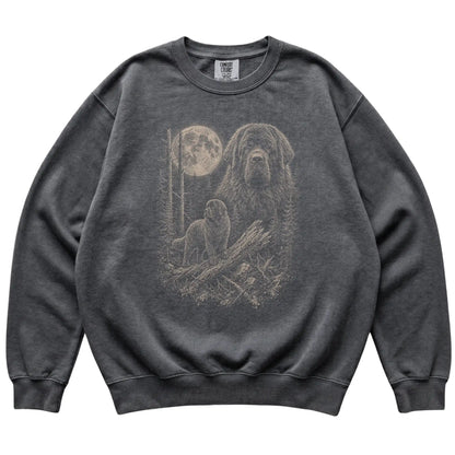 Pepper Newfie Moonlit Forest Comfort Colors sweatshirt, flat view