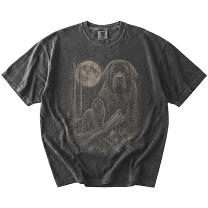 Pepper Newfie Moonlit Forest T-Shirt laid flat