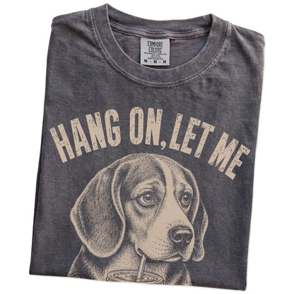 Folded Pepper Overthinking Beagle T-Shirt showing the graphic