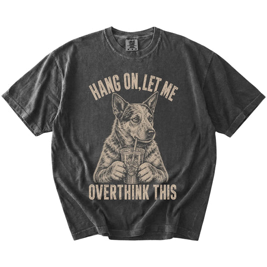 Pepper Overthinking Blue Heeler T-Shirt laid flat