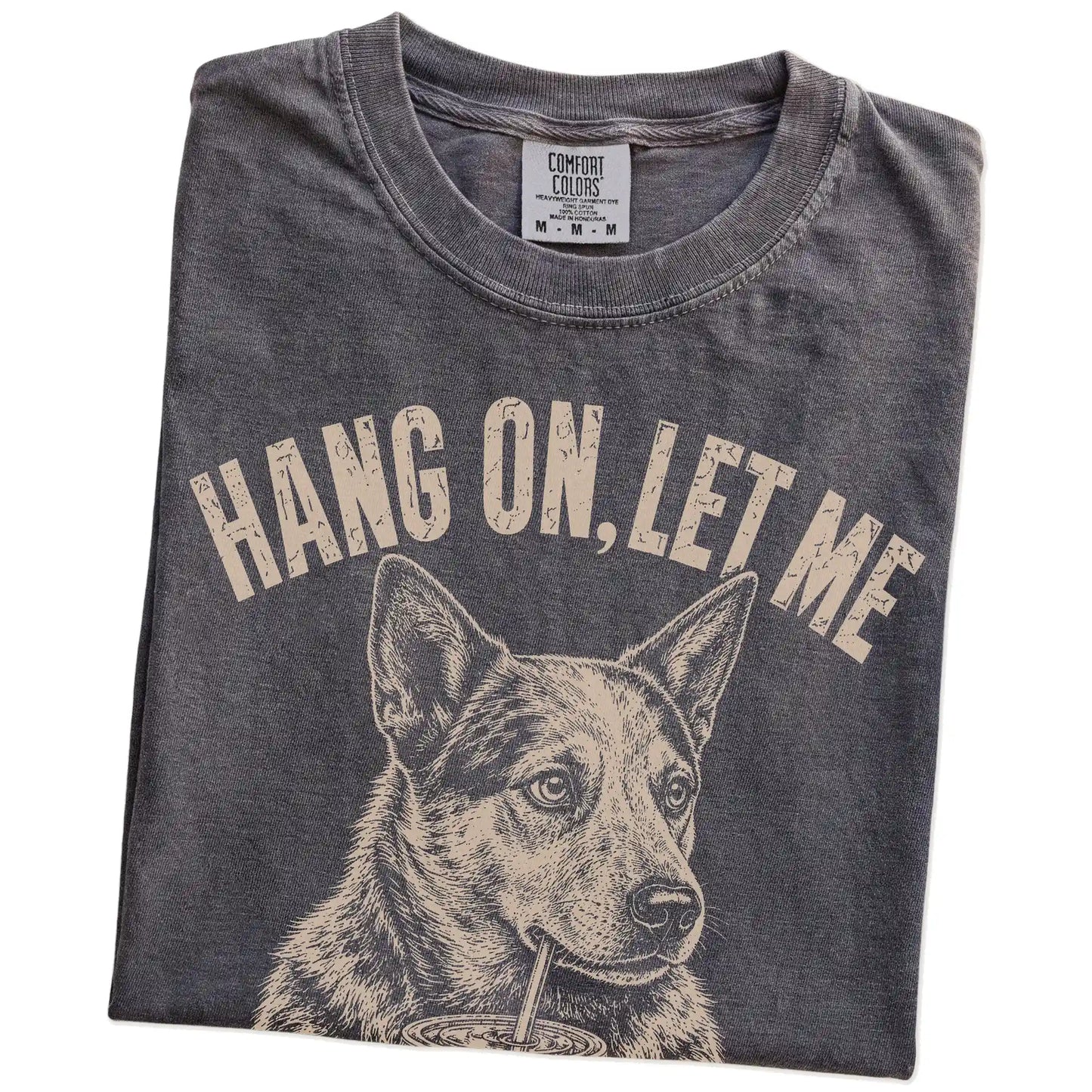 Folded Pepper Overthinking Blue Heeler T-Shirt showing the graphic