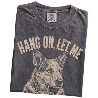 Folded Pepper Overthinking Blue Heeler T-Shirt showing the graphic