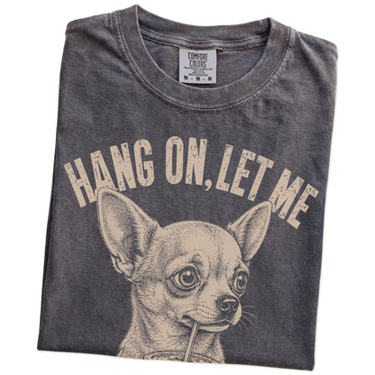 Folded Pepper Overthinking Chihuahua T-Shirt showing the graphic