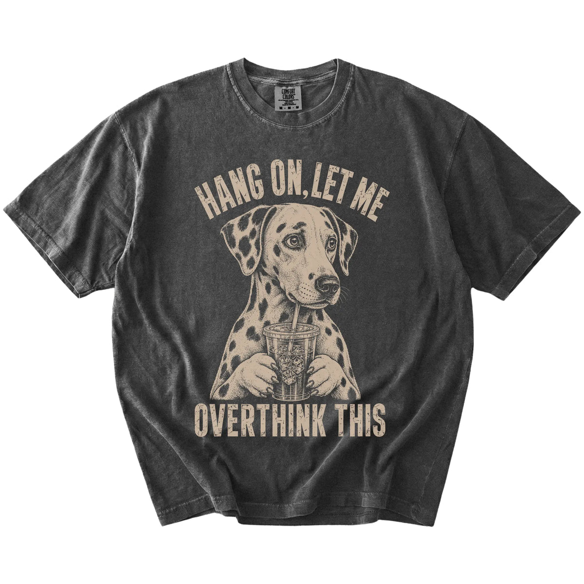 Pepper Overthinking Dalmatian T-Shirt laid flat