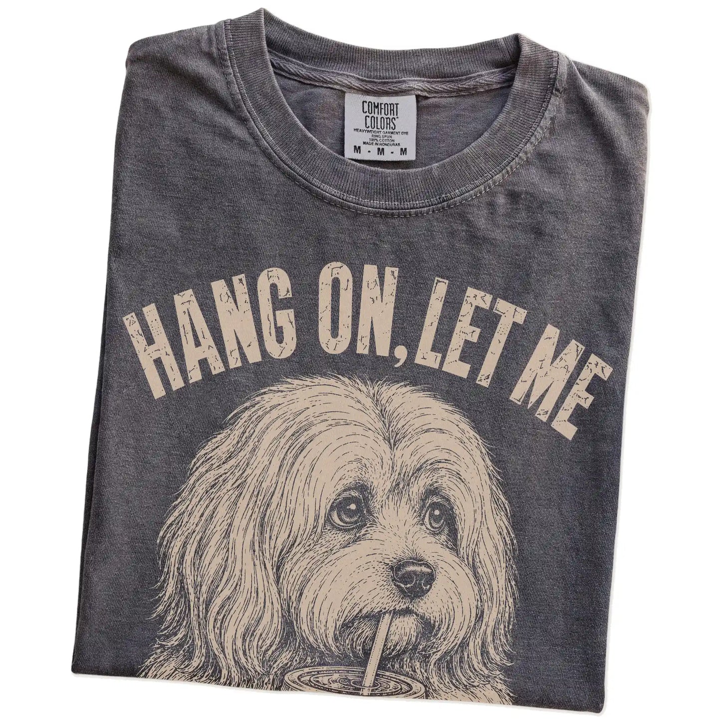 Folded Pepper Overthinking Havanese T-Shirt showing the graphic