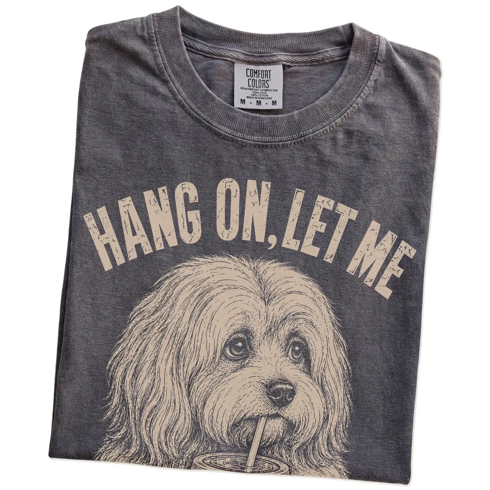 Folded Pepper Overthinking Havanese T-Shirt showing the graphic