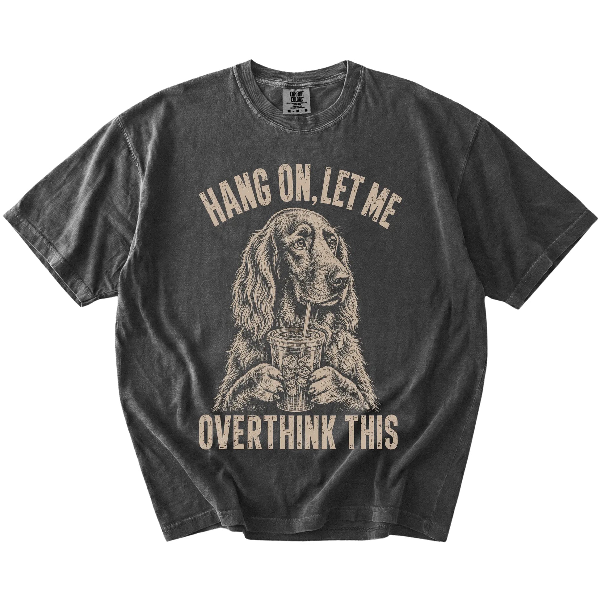 Pepper Overthinking Irish Setter T-Shirt laid flat