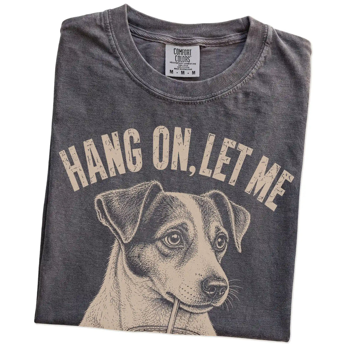 Folded Pepper Overthinking Jack Russell T-Shirt showing the graphic
