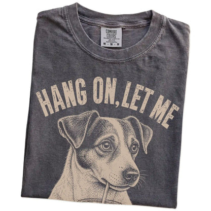 Folded Pepper Overthinking Jack Russell T-Shirt showing the graphic