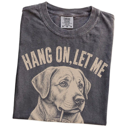 Folded Pepper Overthinking Labrador Retriever T-Shirt showing the graphic