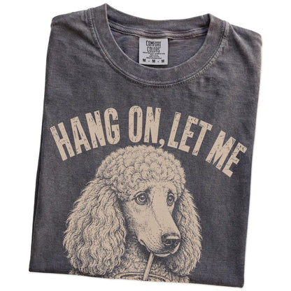 Folded Pepper Overthinking Poodle T-Shirt showing the graphic