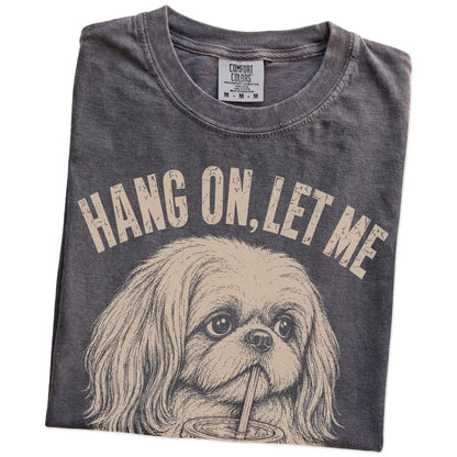 Folded Pepper Overthinking Shih Tzu T-Shirt showing the graphic