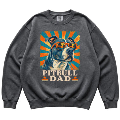 Retro Pitbull Dad design on a Pepper Comfort Colors sweatshirt