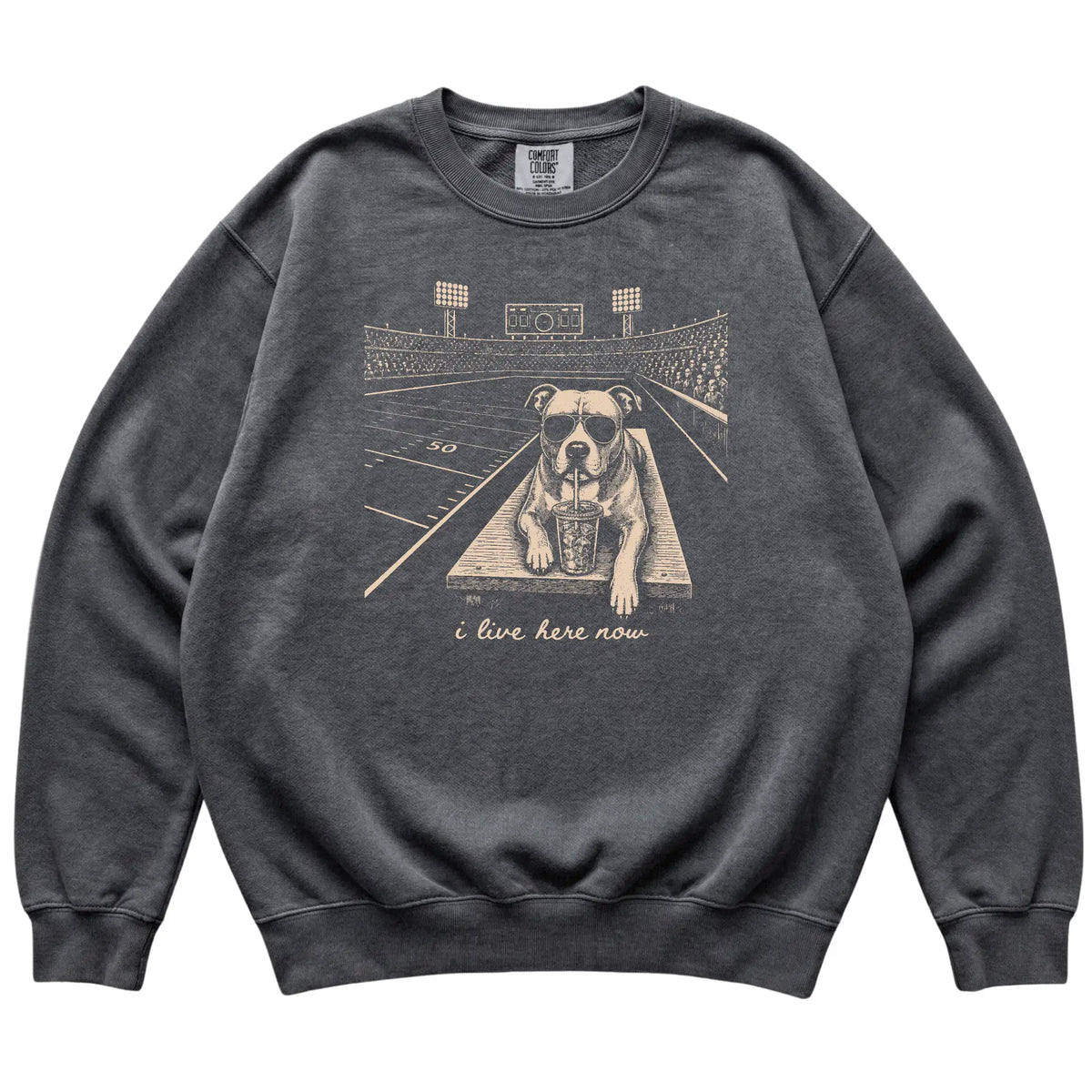 Pepper Pitbull Football Tailgate sweatshirt, laid flat