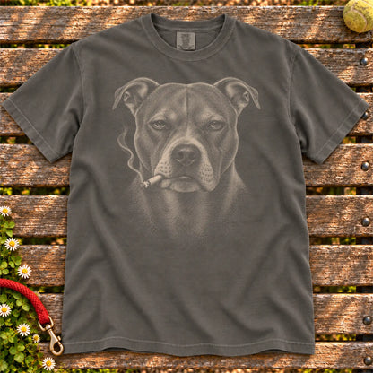 Pitbull smoking design on a Pepper t-shirt