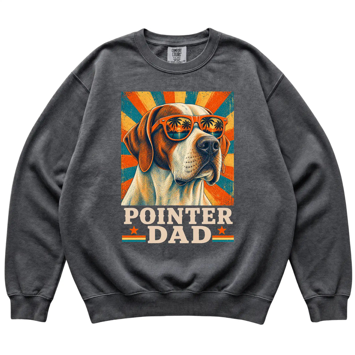 Retro Pointer Dad design on a Pepper Comfort Colors sweatshirt