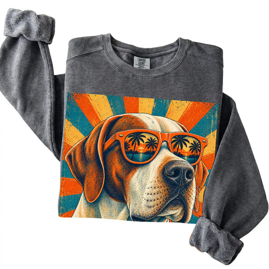 Folded Pepper Comfort Colors sweatshirt with a Retro Pointer Dad design