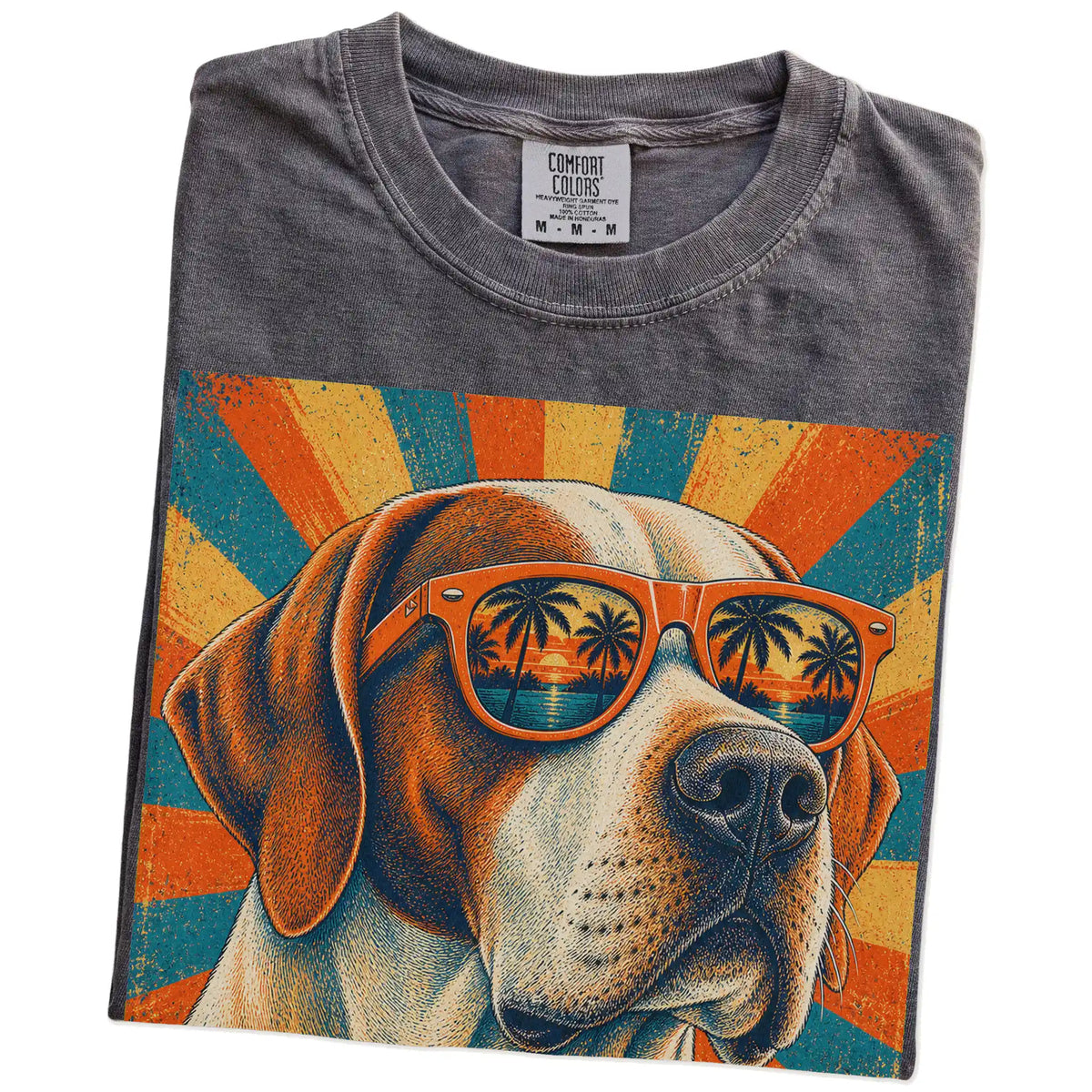 Retro Pointer Dad design on a Pepper Comfort Colors T-shirt folded detail