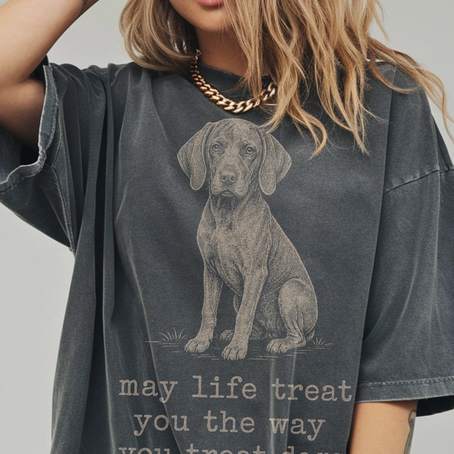 Woman wearing a Pepper Pointer Karma T-Shirt