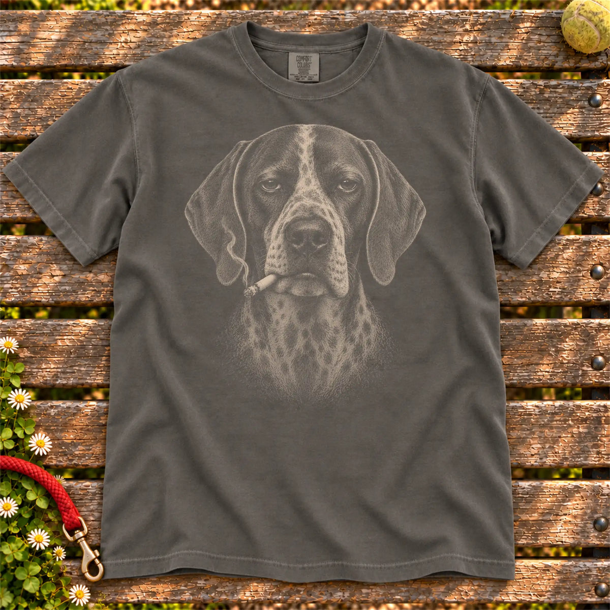 Pointer smoking design on a Pepper t-shirt