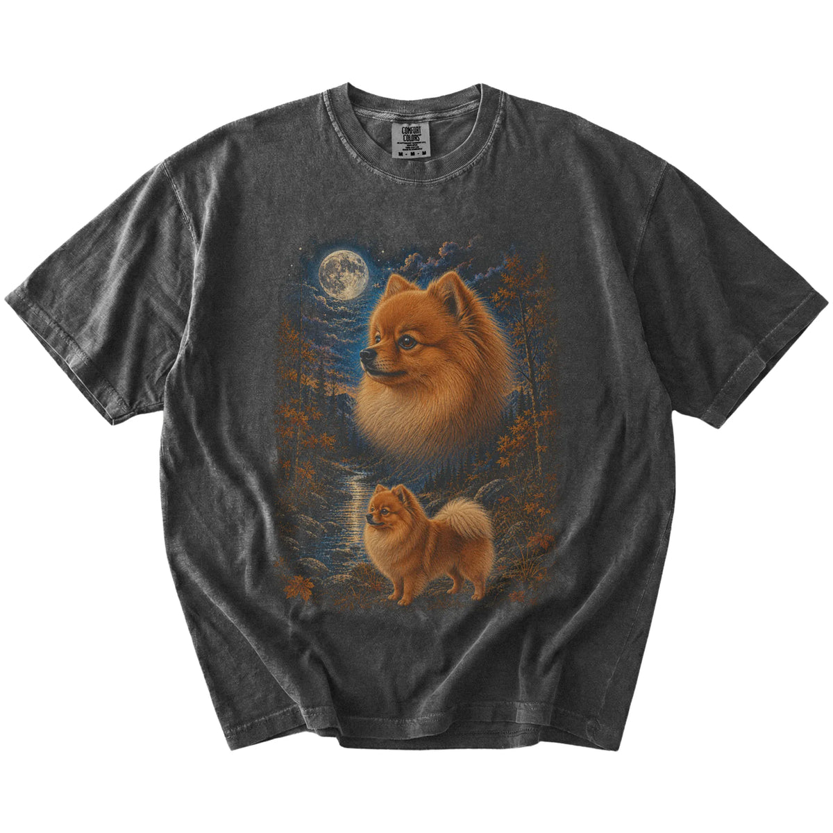 pepper T-shirt with Pomeranian Autumn Moon artwork.