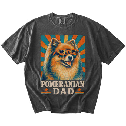 Retro Pomeranian Dad design on a Pepper Comfort Colors T-shirt
