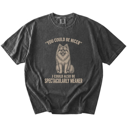 Pomeranian Guard Dog T-Shirt in Pepper — flat lay