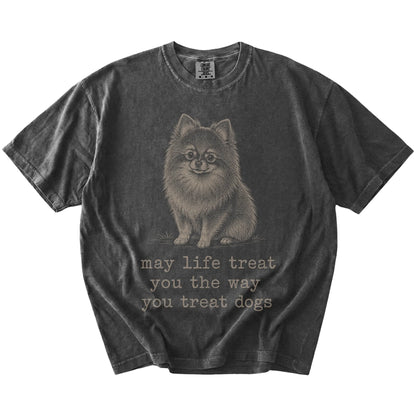 Pepper Pomeranian Karma T-Shirt laid flat