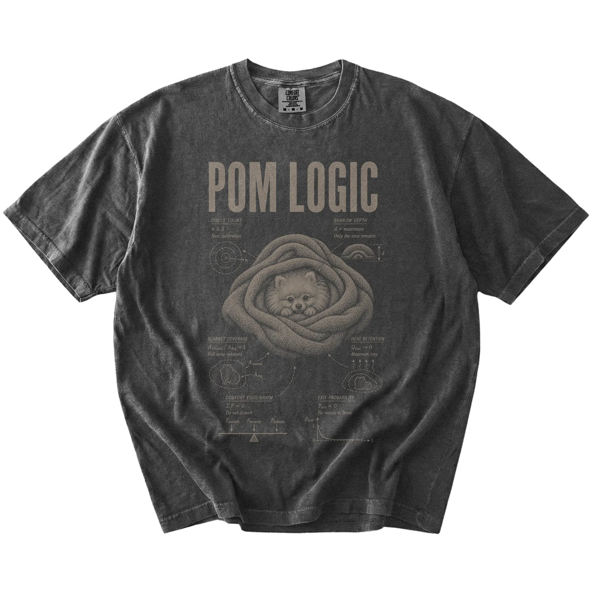 Pepper Pomeranian Logic T-Shirt laid flat