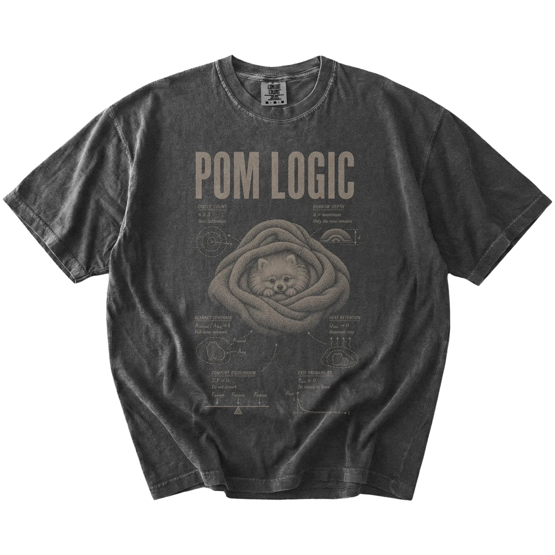 Pepper Pomeranian Logic T-Shirt laid flat