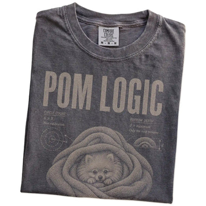 Folded Pepper Pomeranian Logic T-Shirt showing the graphic