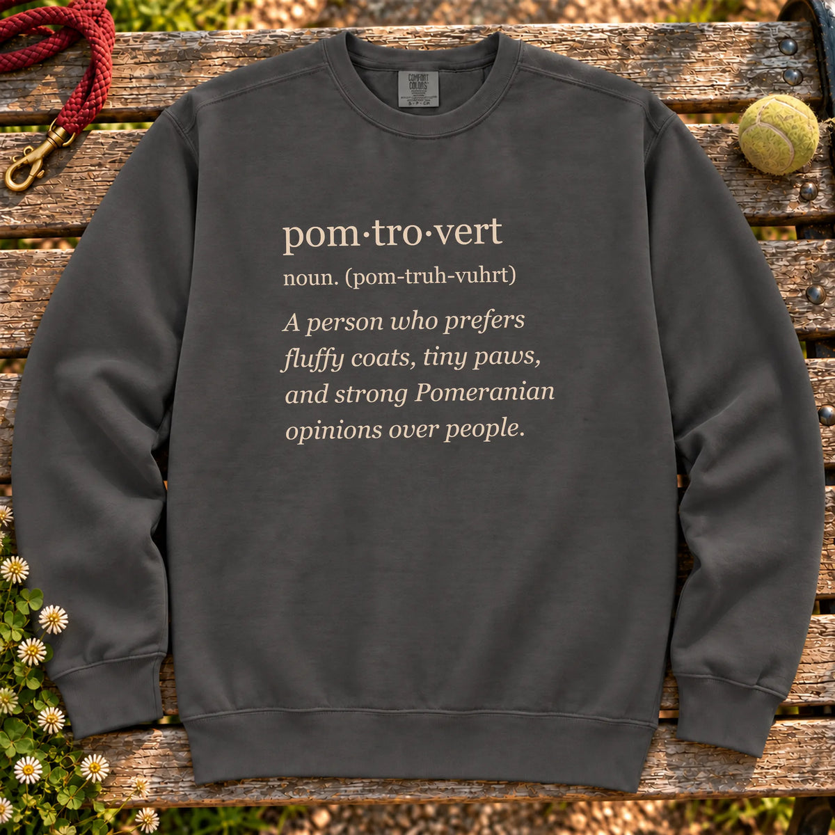 Pepper Pomeranian Tro-Vert Comfort Colors sweatshirt