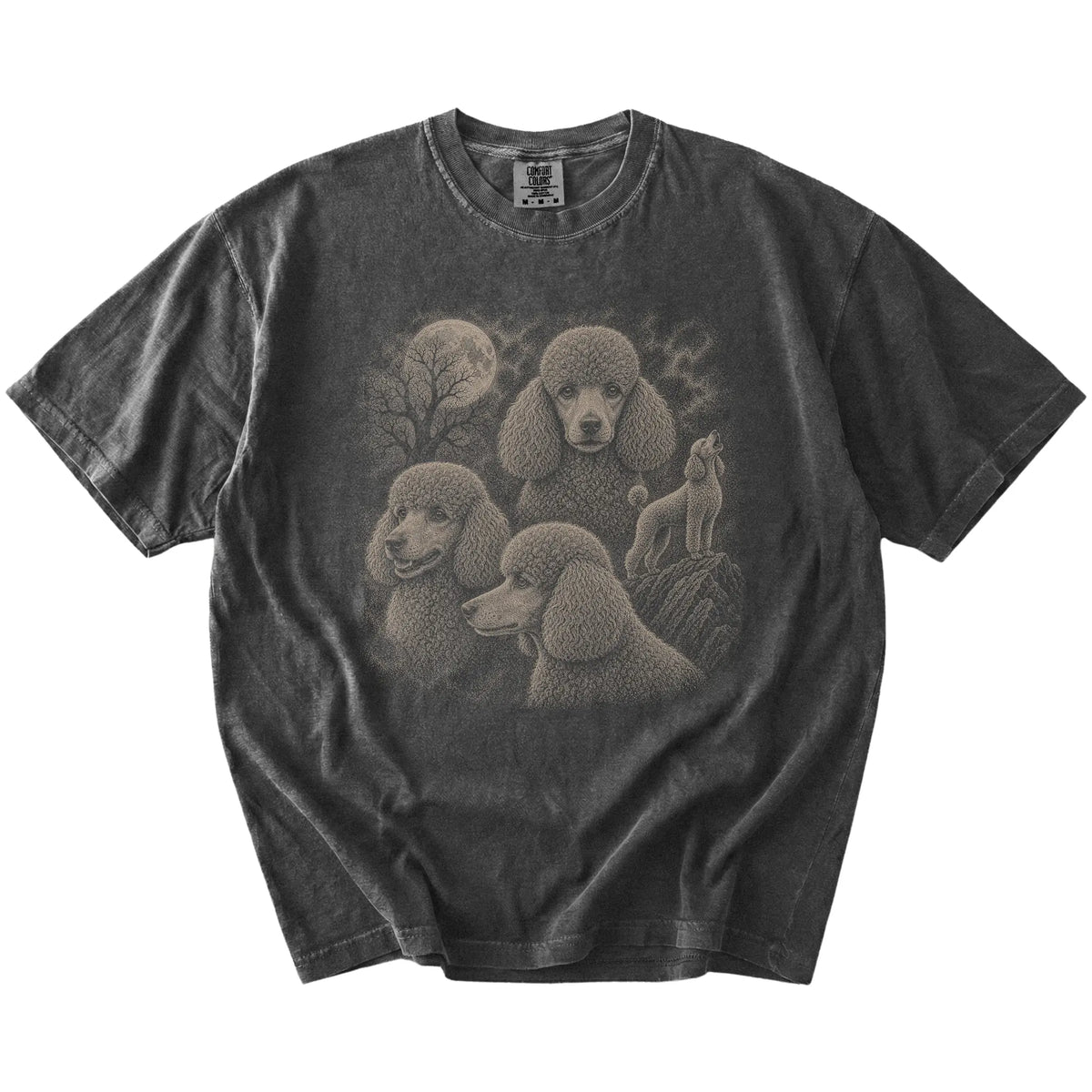 Vintage moon montage featuring Poodle on a Pepper Comfort Colors® T-shirt
