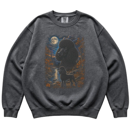 pepper sweatshirt with Poodle Autumn Moon artwork.