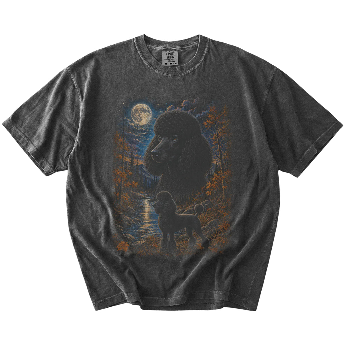 pepper T-shirt with Poodle Autumn Moon artwork.