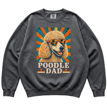 Retro Poodle Dad design on a Pepper Comfort Colors sweatshirt
