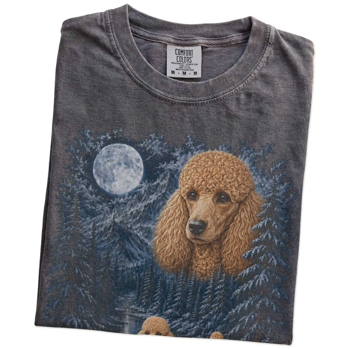 Folded Pepper Poodle winter forest t-shirt