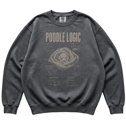 Pepper Poodle Logic sweatshirt laid flat