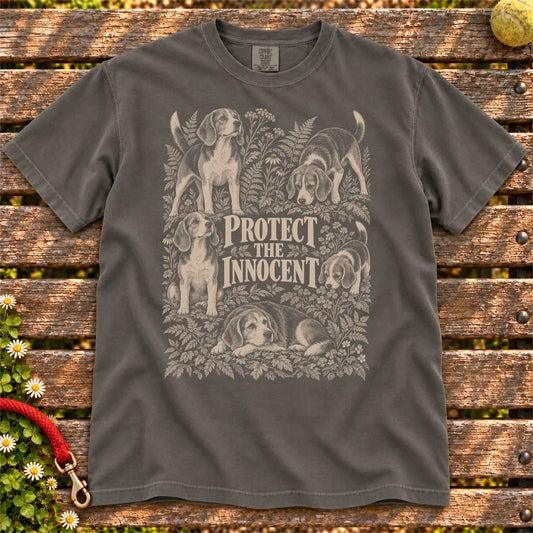 Protect the Innocent Beagle design on a Pepper T-shirt