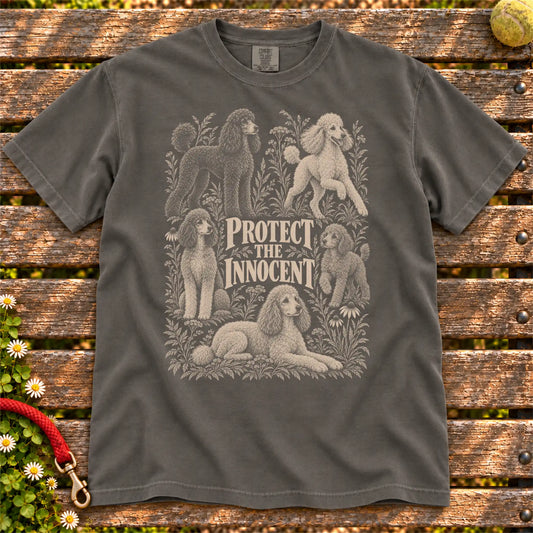 Protect the Innocent Poodle design on a Pepper T-shirt