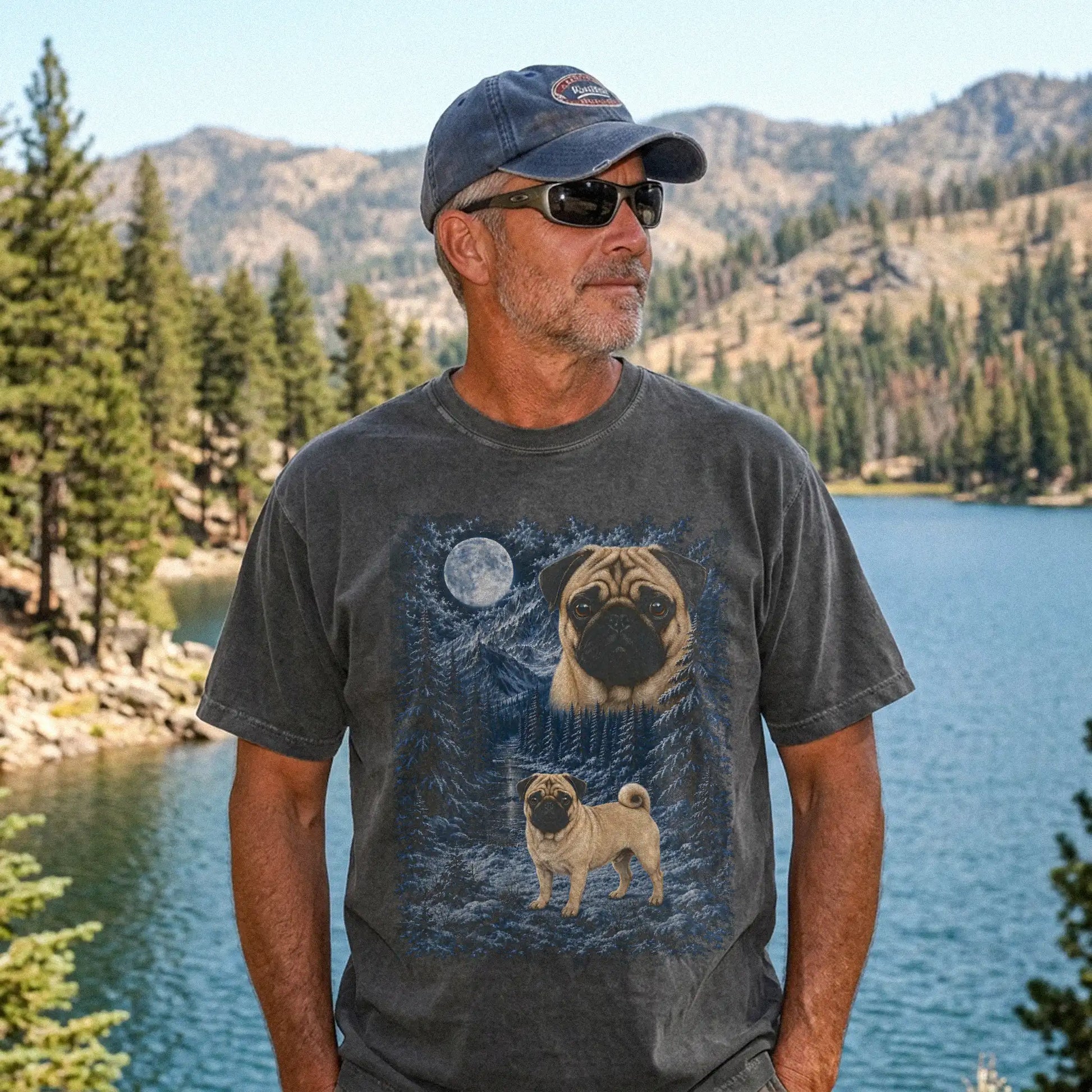 Person wearing a Pepper Pug winter forest t-shirt