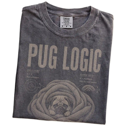 Folded Pepper Pug Logic T-Shirt showing the graphic