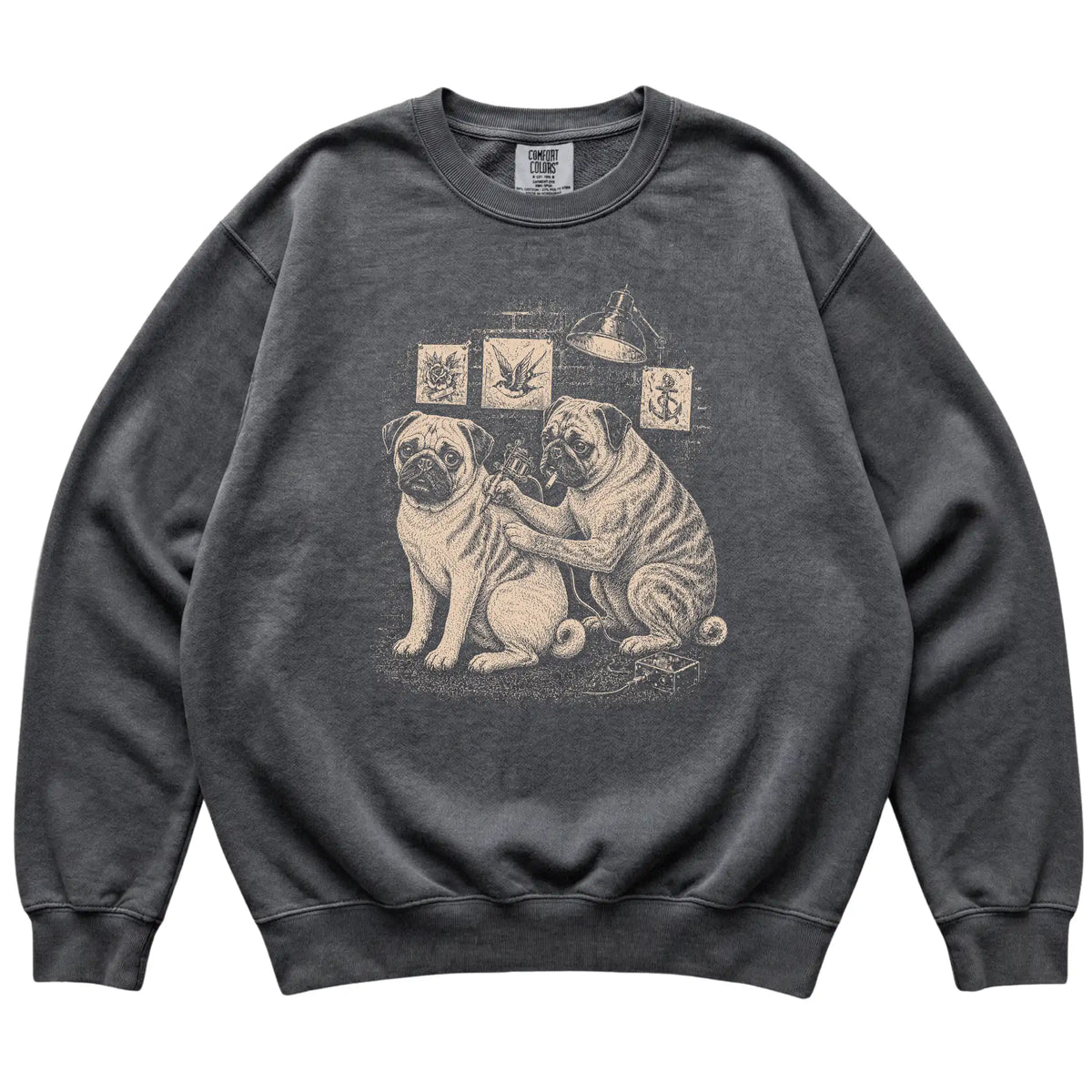 Pepper Pug Dog Tattoo Artist shirt laid flat