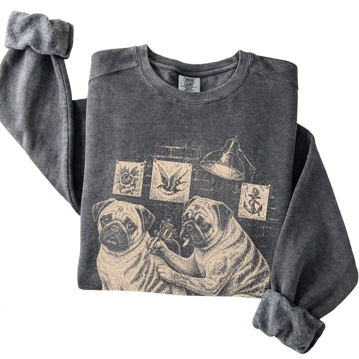 Pepper Pug Dog Tattoo Artist folded detail view
