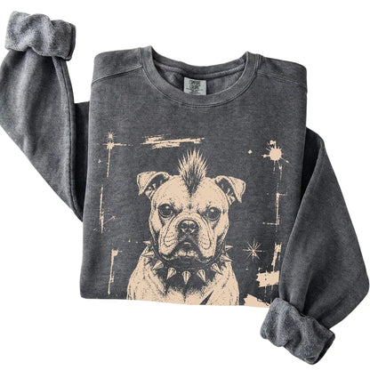 Pepper Punk Rock American Bulldog Comfort Colors sweatshirt, folded view